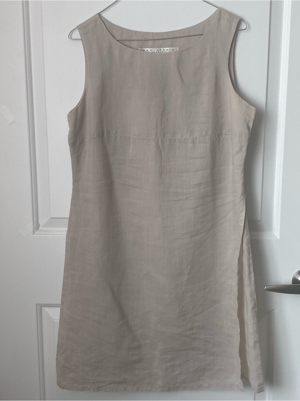 Max Studio Linen Blend Shift Dress in Taupe
